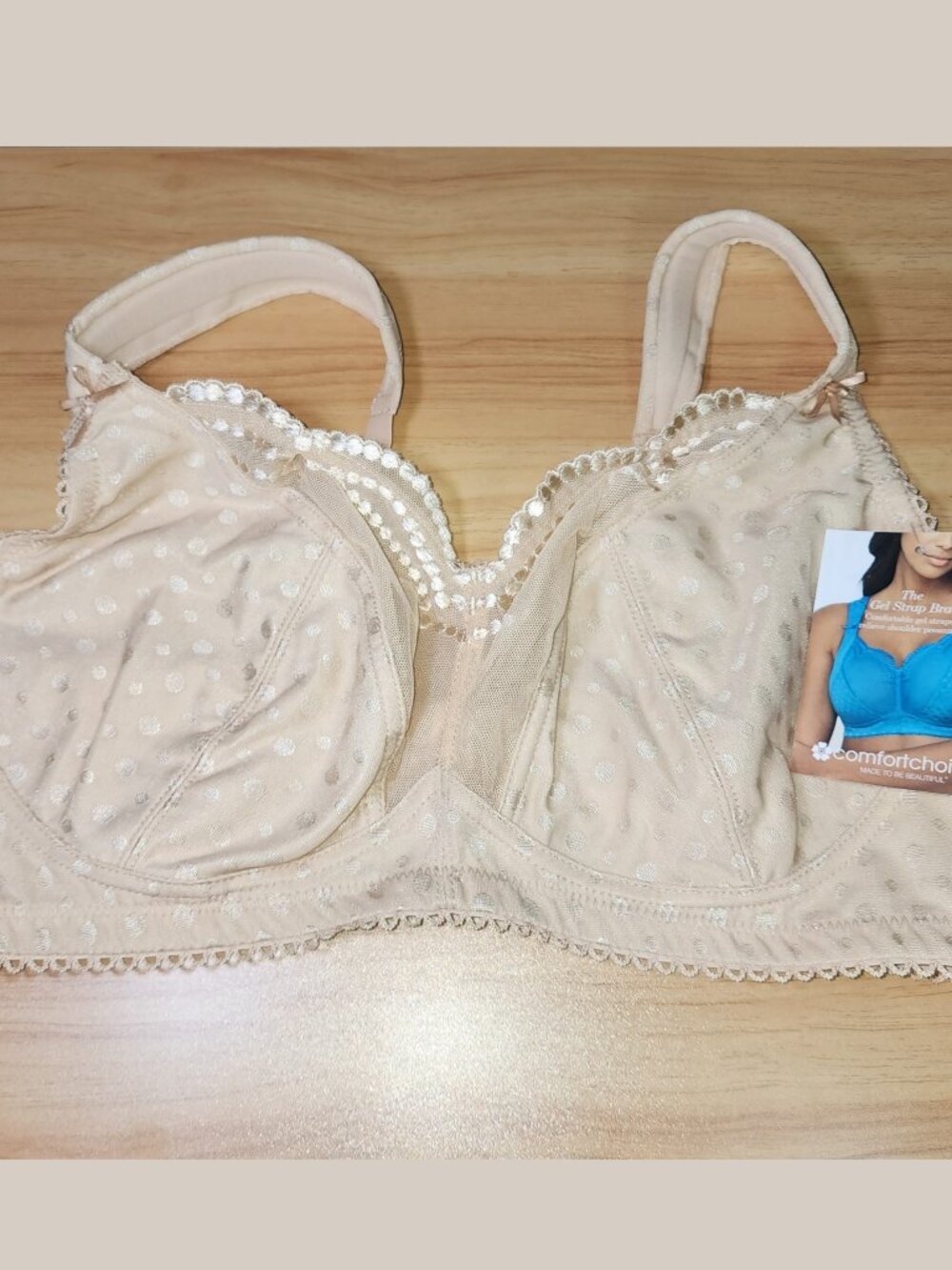 38C Comfort Choice Wireless Gel Strap Bra, Beige